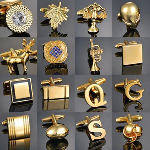 Cuff Links Quality Gold Color Cufflinks Letters Alien Square Dragon Maple leaves Balance Name for mens French bouton manchette 231117