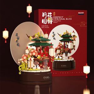 Other Toys 538PCS Chinese Style Music Box Flowing Water Pavilion Building Blocks Street View MOC Bricks Toy Desk Decoration Gift For Friend 231116