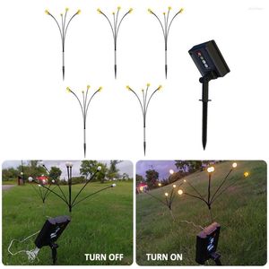 3pack/5pack DIY LED Lamp Lawn Yard Gift Solar Firefly Light 8 Modes Outdoor Waterproof Warm White Ground Stake Auto On Off