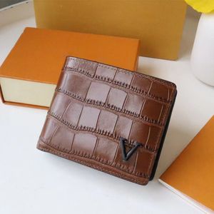 Genuine Leather mens wallet designer card holder purses plaid style short wallet luxurys designers cardholder men card wallet brown 10A high quality gift box