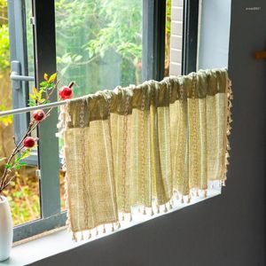 Curtain Bohemia Solid Color Tulle Sheer Tassel Lace Streamer Short Window For Home Living Room Decor In The Kitchen Cafe