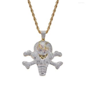 Anhänger Halsketten Hip Hop Schmuck 18 Karat vergoldet Zirkonia Simulierter Diamant Iced Out Kette Piraten Creme Halskette Für Männer Charm Gi306y