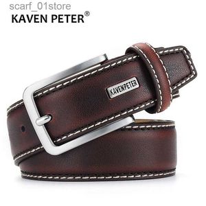 Belts Fashion Men Belts Genuine Leather Luxury Designer Brown Vintage Waist Belt For Jeans Cinturon Cowboy Hombre DropshippingL231117