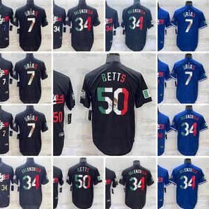 7 Julio Urias Neues Baseball -Trikot 50 Mookie Betts 34 Fernando Valenzuela Dodgers City Blau Black Blank Ed Trikots