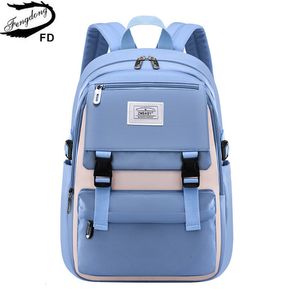 Backpacks Fengdong high school bags for girls student many pockets waterproof school backpack teenage girl high quality campus backpack 230417