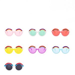 Barn solglasögon Rainbow Cartoon Sun Glasses Designer Fashion Sunscreen Summer Street Glasses Party Round Frame Sun Shades Beach Travel Gelgasses Eyewear BC612