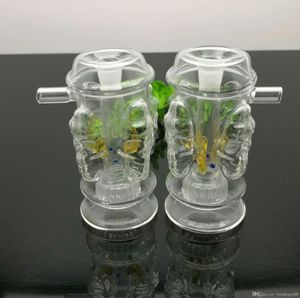 Pfeife Mini-Huka-Glasbongs Bunte Metallform Klassische heiße verkaufende vierseitige Skeleton-Glaswasser-Rauchflasche