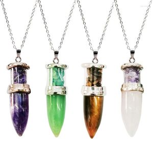 Pendant Necklaces Natural Stone Onyx Crystal Hexagonal Column Prismatic Pendulum DIY Necklace Accessories European American Gifts