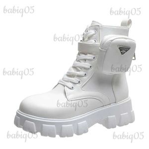 Boots Platform Shoes for Women White Boots New Wedges Female Lace Up Leather Oxford Goth Shoes Motorcycle Ankle Boots Botines Mujer T231117