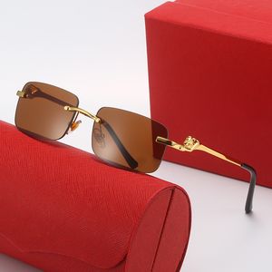 designer sunglasses for women sunglass New leopard head frameless rimless men sunglasses male personality fashion with myopic optical glasses wholesale With box