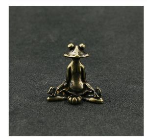 Vintage Pirinç Oturan Zen Kurbağa Heykeli Tutucu Yoga Frog Heykel Ev Ofis Masası Dekorasyon Süs Toy29731544545