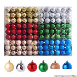 Decorazioni natalizie 4 cm Ornamenti con palline per albero di Natale Natale appeso Palline di plastica color oro rosso Sier per forniture per decorazioni per feste a casa 3 Dhkjv