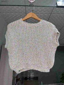 Kvinnors tröjor Dolman Short Sleeve Sequined Sweater Spring Autumn Soft Gradient Cashmere Knit Pullovers Women Knitwear Tops Jumper Apricot H469 ZLN231117