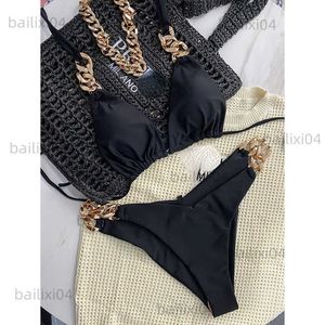 Women's Swimwear Sexy Luxury Design Two Piece Bikini Chain Swimsuit 2022 Women Push Up Bikini Set Swimwear Bathing Suit Beachwear T230417