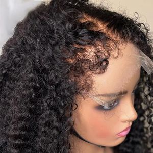 Parrucca con bordi ricci afro 4C Parrucche con bordi crespi Parrucche in pizzo per capelli per bambini 180% Parrucca frontale in pizzo 13x4 HD Remy Parrucche ricci crespi con simulazione di capelli umani per donna