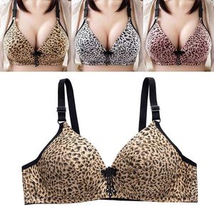 BRAS SEXY DEEP V Fästbågar för kvinnor Tryck upp mjukt sömlöst Leopardtryck Underkläder Fashion Justerbar kvinnlig braltettkvalitet P230417