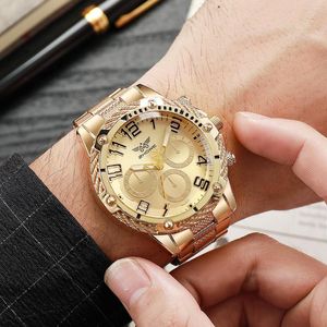 Armbanduhren Herren Golden Steel Watch 2023 Fashion Casual Business Quarzuhr Analog Male Military Armbanduhr Relogio Masculino