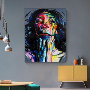 Graffiti Art Woman Face Canvas Painting Abstract Street Art Poster and Print Cuadros Wall Art Picture for Living Room Home Decor