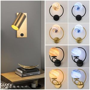 Lampa ścienna ręcznie robiona szklana abażystka Kreatywny design dębowej galaktyki sypialnia sypialnia korytarz studiuj salon