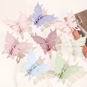 Butterfly Hair Clip Catch Clip Fashion Solid Color Frosted Hair Clip Back Head Hairpin Headdress Women Hair Accessories