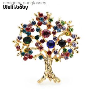 Pins broszki Wuli Baby Multicolor Rhinestone Tree Broothes Kobiety mężczyźni choinka impreza biuro zwyczajne broszki pins prezentsl231117