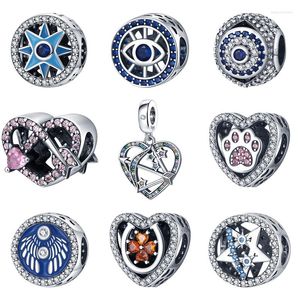 Lose Edelsteine 925 Sterlingsilber Rosa Schleife Pfeil Herz Blaue Augen Sterne Glänzende Perlen Passen Original Charms Armband Frauen Luxus