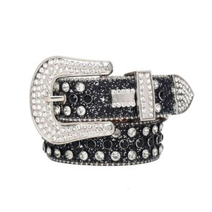 Bb Simon Belts Top Quality Luxury Designer Belt Designer Belt Men's Women's Sparkling Diamond Hip Hop Belts Black Base Black Blue White Multicolor Rhinestones Gift