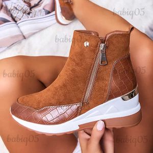 Dress Shoes Women Snow Brown Plush Warm Fur Causal Boots Shoes Sneakers Ankle Booties Platform Thick Sole LaceUp Winter T231117