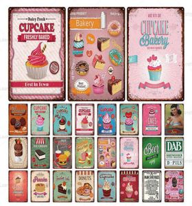 ピンクのCakedonutsicecream Tin sign Vintage Metal Poster Club Bar Restaurant Cafe Painting Wall Home Decor H12100449のための鉄のシート装飾