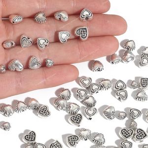 20-50pcs Antique Silver Color Alloy Love Spacer Beads Heart-shaped Charm Loose Beads For Jewelry Making DIY Earrings Necklace Jewelry MakingJewelry Findings