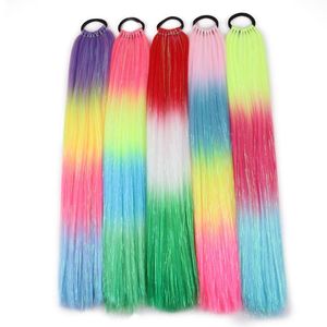 26 pollici 100 grammi Coda di cavallo Pezzo di capelli lisci Tinsel misto Bling Bling Intrecciatura sintetica Capelli Scintillante Coda di cavallo Ombre Colore Capelli sintetici