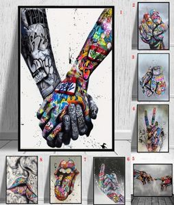 2021 Street Graffiti Art Canvas Painting Lover Hands Art Wall Posters and Prints Inspiration Artwork Picture for Living Room Decor9744054