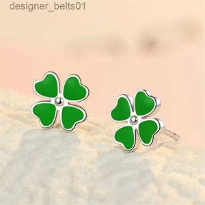 Stud 1 Pair Women's Girls Classic Cute Fresh Green Lucky Four-Leaf Clover Shape Ear Stud Earrings Fashion Jewelry E1260L231117