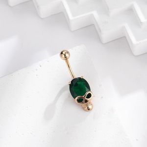 S3849 Fashion Jewelry Single Piece Rhinestone Skull Belly Ring Golden Silver Sexig Women Dingle Belly Button Rings