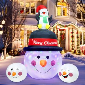 Decorações de Natal Boneco de neve inflável de 6 pés e decoração de quintal com luzes LED coloridas cintilantes para decoração 231116