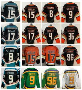 Mens 15 Ryan Getzlaf Hockey''nhl '' tröjor Orange 4 Cam Fowler 36 John Gibson Black Shirts 9 Paul Kariya 8 Teemu Selanne 17 Ryan Kesler 96 Charlie