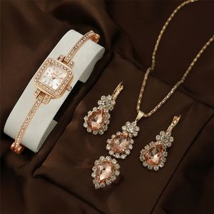 Другие часы 1 роскошный женский браслет, часы, ювелирные изделия, комплект из трех предметов 231117
