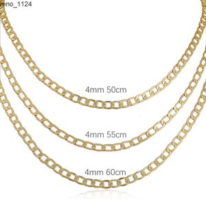 핫 스톡 판매 4mm 마이애미 쿠바 링크 체인 Dije 14K ORO LAMINADO Chokers 남성 여성 목걸이를위한 기본 보석