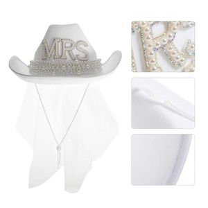 Bridal Sand Hat Cowboy Hats Women Bachelorette Party Favors Cowgirl Veil Supplies Bride Veils Wedding Halloween 230920