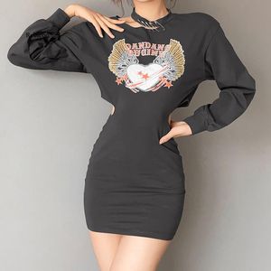 Vestidos casuais 2023 Primavera e verão feminino feminino de manga longa de manga longa Moda de moda moderna Mulheres