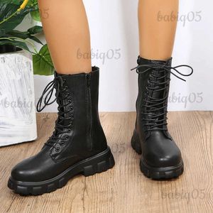 Boots Women's Shoes Mid Calf Boots Gothic Punk Casual White Platform Woman Medium Heel Spring Summer 2022 Elegant with Free Shipping T231117