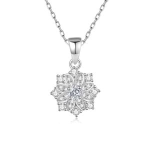 Europe New Full Diamond Flower S925 Silver Pendant Necklace Jewelry Charm Women Micro Set Zircon Collar Chain Necklace Women Wedding Party Valentine's Day Gift SPC