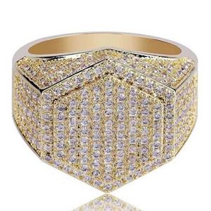 Z bocznymi kamieniami męski pierścień lodowe 3a Rhinestones Pierścienie wystawne żydowskie złotą srebrną biżuterię modną całą hip hop276n