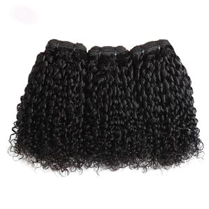 Pixie Curly Funmi Hair Peruvian Human Hair 3 Bundles With 4X4 Lace Closure Free Part Natural Color 4 PCS/lot