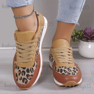 Dress Shoes Platform Sneakers Women 2023 Round Toe Low-top Leopard Flat Sole Shoes Women Plus Size 43 Lace Up Casual Sports Shoes Zapatillas T231117