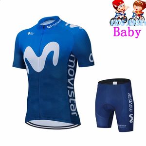 Cycling Jersey Sets Movistar Kids Fluorescent Green Cycling Jersey Set Mountain Bike Clothes Sportswear Racing Children Bicycle Clothing Cycling Kit 231116