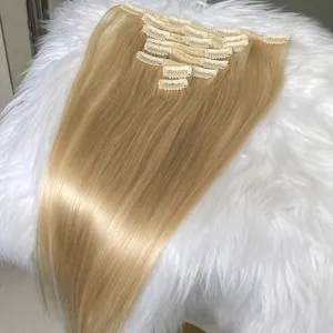 613 Silkeslen Straight Wavy Clip in Hair Extensions 100g/mycket bästsäljande rå jungfru peruansk brasiliansk malaysisk indisk 100% Remy Human Hair Weaves