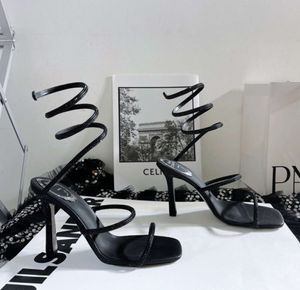 Rene Caovilla cleo rhinestones-studded Snake Strass Stileetto Heel Invinding Shoes Women High Heeled Designers Ankle Wraparound Shoe Factory Footwear Uggdknbk