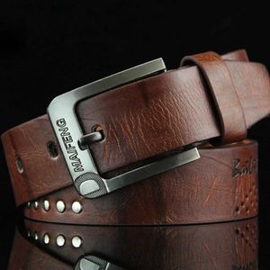 Belts New Leisure Men's Belt Needle Buckle Belt Retro Style Rivet Belt Collocation Pants Fashion Male Waist Str Pu Leather WaistbandL231117