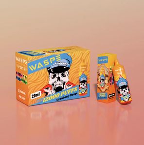 100% autentyczne WASPE 12K Puffs Djeńskie Vape Długujący smak smaku 650 mAh Cewka z cewki typu C